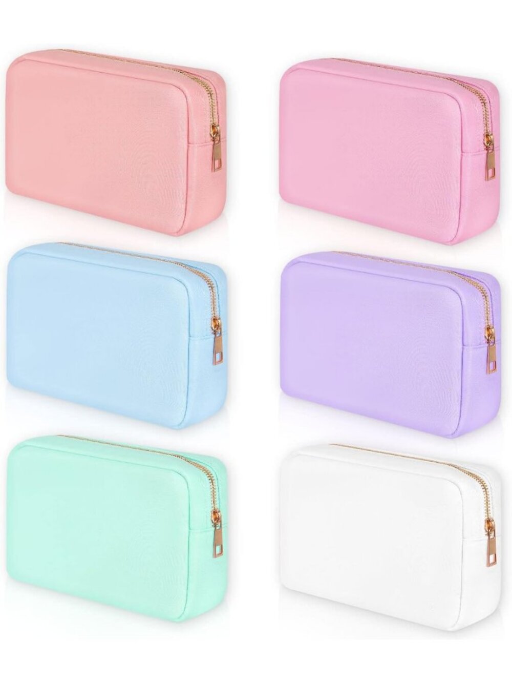 6 Pcs Zippered Nylon Makeup Bags Set, Assorted Colors - Perfect Gift for Beauty